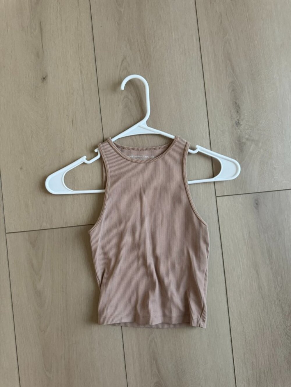 Abercrombie & Fitch Seamless Rib Racerback Crop Tank Tan XXS